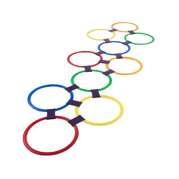 Toy Time Hopscotch Ring Game with 10 Colored Plastic Rings and 15 Connectors, Indoor/Outdoor, Girls and Boys 962380HGJ - main